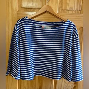 Free People Blue and White Striped Women's Top